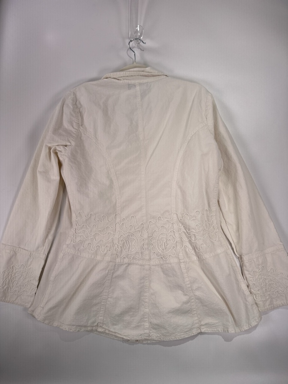 Gretty Zueger Button Down Shirt Embroidered Lace Peplum Cotton White XL - Picture 4 of 12
